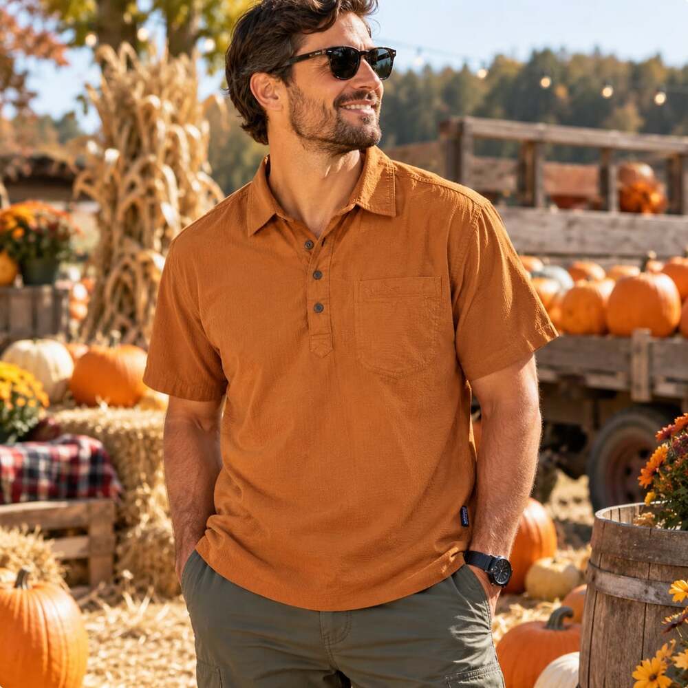 Patagonia Organic Cotton Seersucker Size XL Fall Vibes Autumn